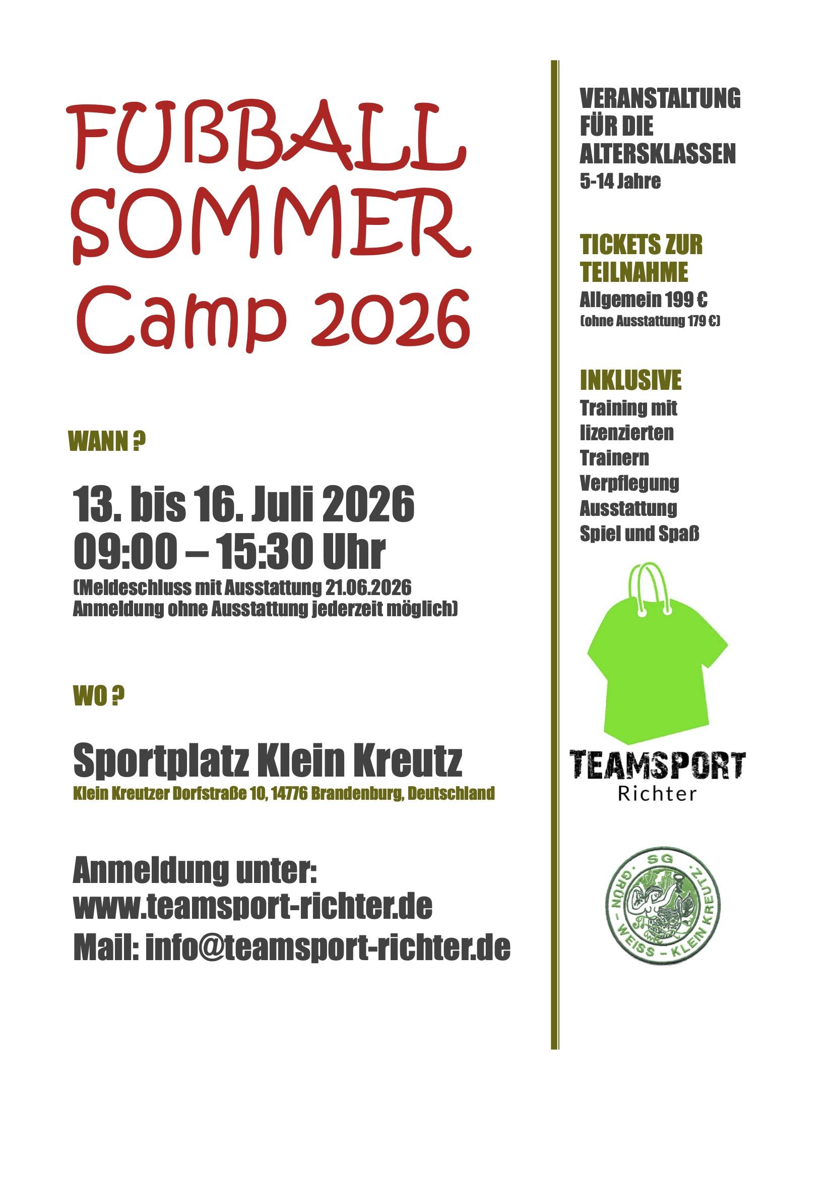 Flyer Klein Kreutz Sommercamp